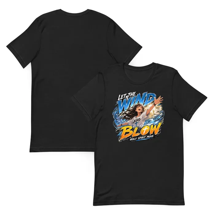 Let the Wind Blow T-shirt, front and back, in Vintage Black